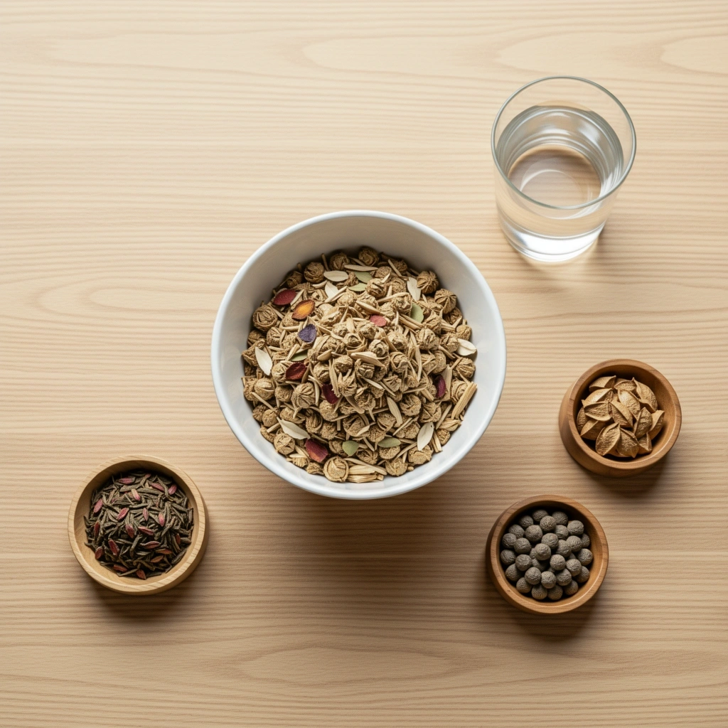 Healthy balanced meal and supplements